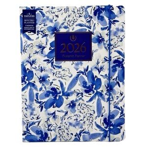 Simplified Planner 2026 17-month Planner (Blue/Florals) 2025-2026 Soft Cover